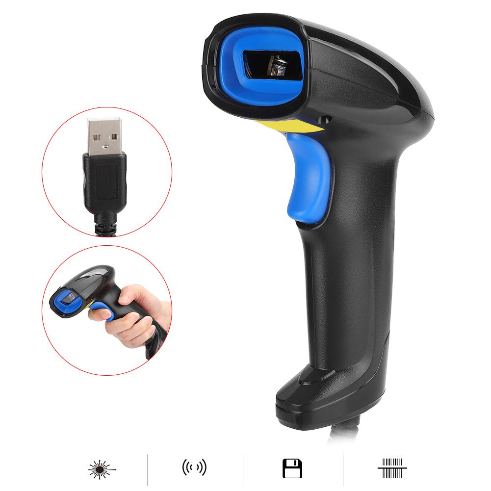 1D Code Scanner Barcode Reader Wired Ergonomic IP54 ABS Shell Wear Resistant Anti Fall(Wired