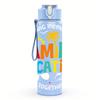 1PC Family Vacation Color Letter Graphic 750ml Color Plastic Water Bottle Leakproof Flip Straw Lid For Sports Office Home Use