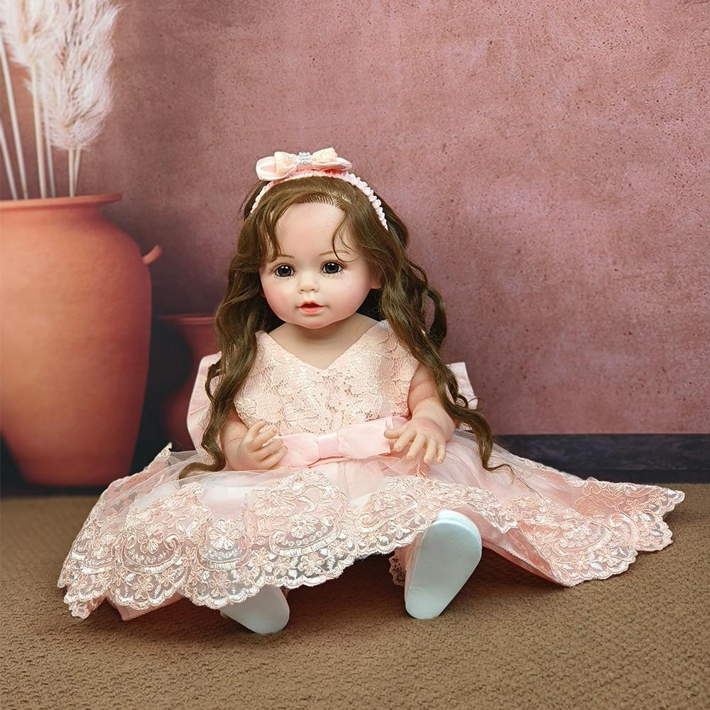 

55 см кукла реборн с имплантированными волосами, полностью силиконовая 3D кожа, милый реалистичный подарок для малышей