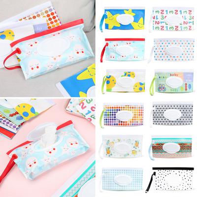 Baby Product Flip Cover Portable Stroller Accessories Wet Wipes Bag Tissue Box Cosmetic Pouch
