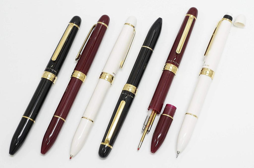 Made in elegant rotating in a premium Japan, 3-mechanism multi-function pen, white, box, K7-EL3M-1-W