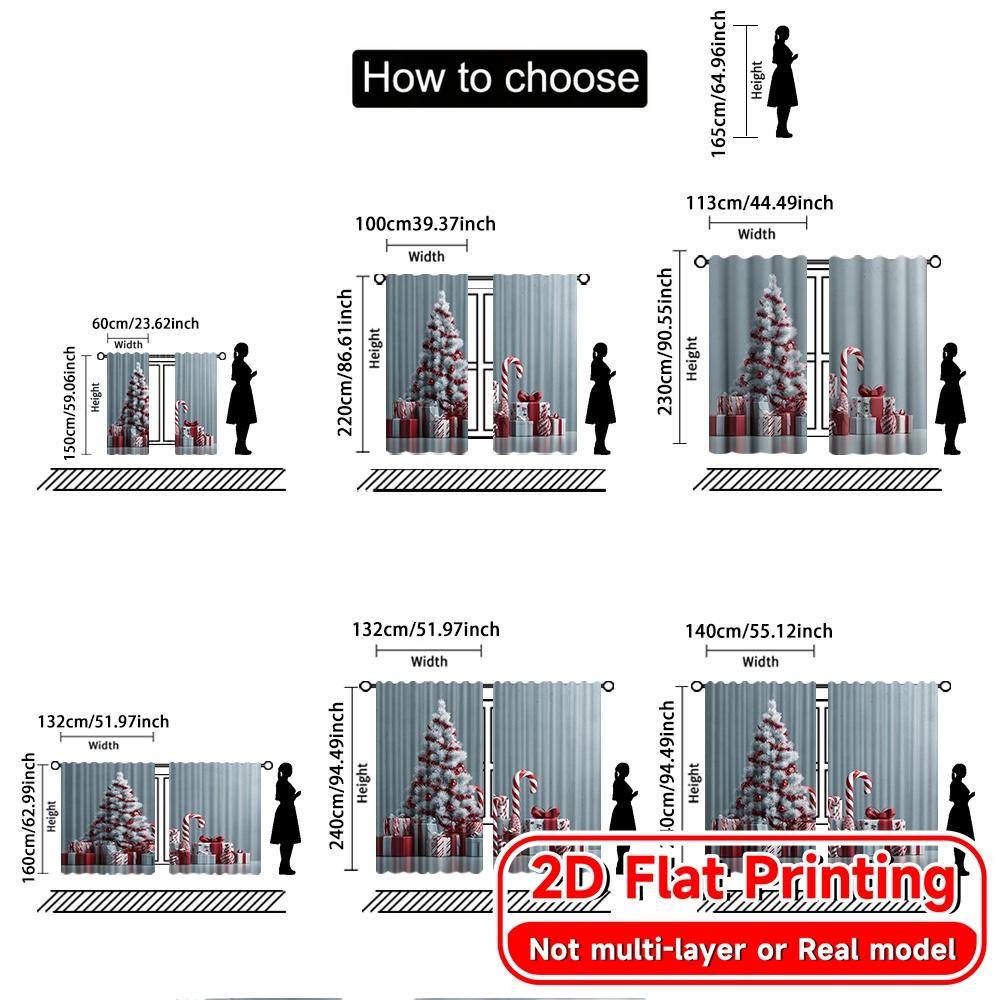 2D Flachdruck 2 Stück Candy Cane Wonderland Beliebte Vorhänge Digital Bedruckte Garnvorhänge Dekorationen Verwendung für Wohnzimmer
