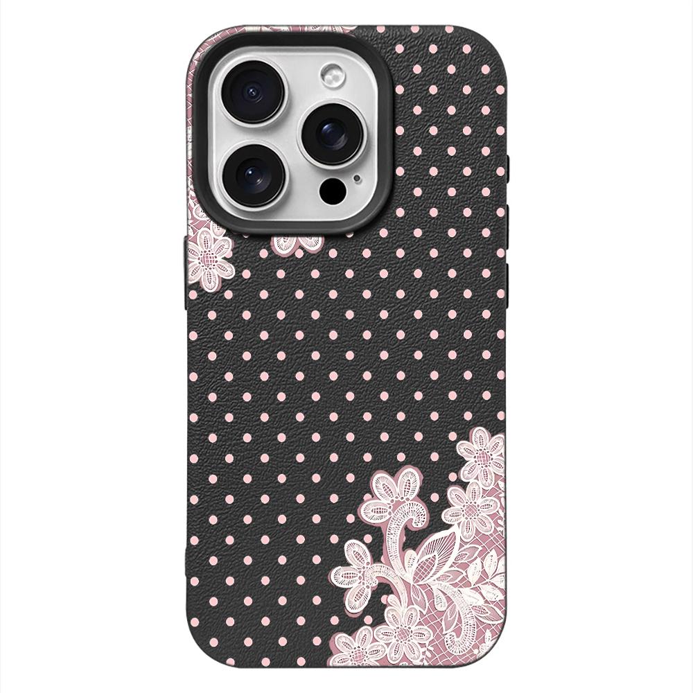 Dot Polka Lace Phone Case For Samsung A05S A06 07 15 16 34 35 53 54 55 S23 24 25 Ultra S24 FE A17 26 36 56 Protective Cover