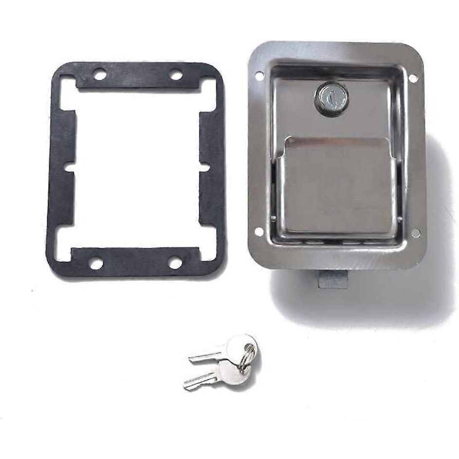 Stainless Steel Trailer RV Travel Lock Anti-theft Paddle Door Tool Box Lock for Caravan Truck Camp Motorhome Patrol Car1setsilver