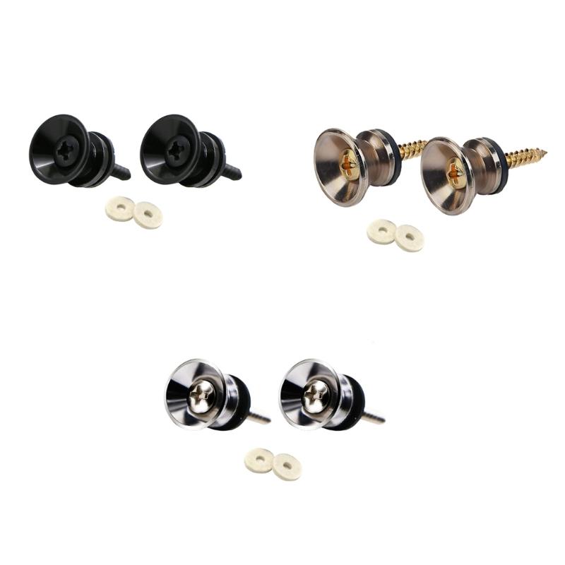 Set of 2 Guitar Strap Safe Locks Elegant Buttons Guitar Accessory Set Iron Texture Electric Guitar Part for Guitar