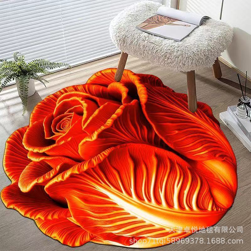 3D Carpet Living Room Bedroom Floral Carpet Easy To Maintain Anti Slip Easy To Clean Foot Mat