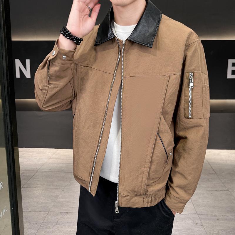 New Autumn Jacket Men's Colored Lapel Anti-cotton Outdoor Plus Fat Plus Fat