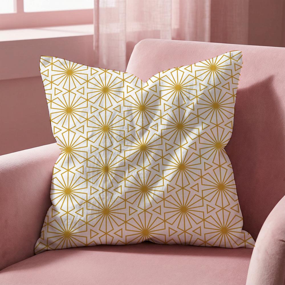Japanese Golden Lines Cushion Cover Multi-Scene Pillow Cover for Home & Car - Reversible, Soft & Durable for Daily Use