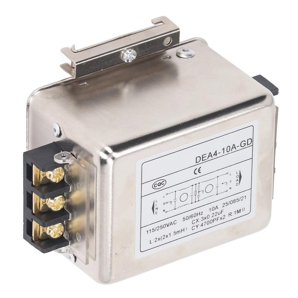 EMI Filter 10A Anti Interference Noise Filtration 35mm Rail Installation Single Phase Power Filter