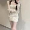 Sexy rückenfreies, trägerloses Kleid, schwarz, figurbetont, gerüscht, Nachtclub, Partykleider, schulterfrei, für Damen, Sommer
