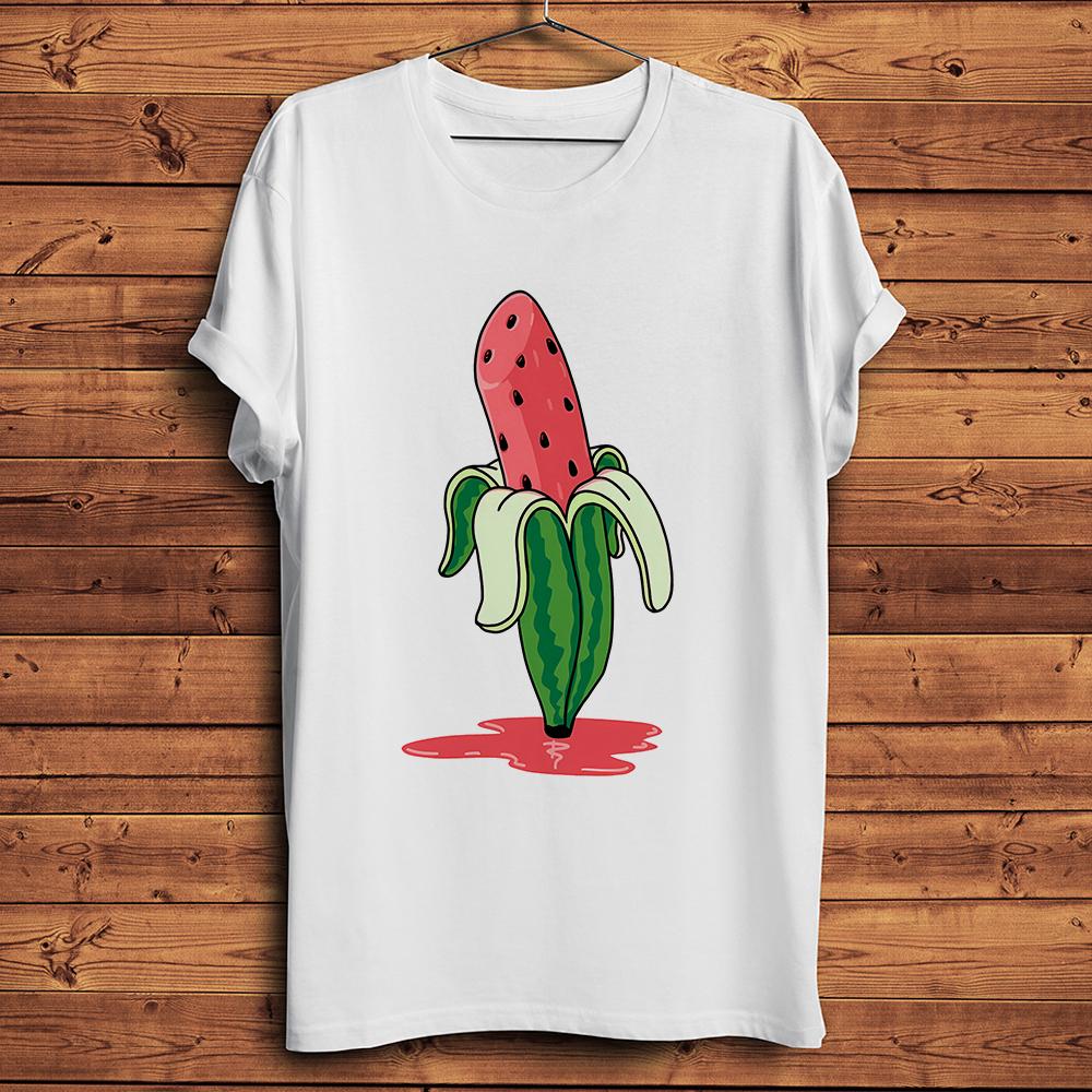 

Amusing Watermelon Banana Funny Tshirt Unisex White Casual Short Sleeve Unisex TShirt StreetwearBreathable Nocracking Printing S