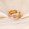 Real Gold Plated Micro-inlaid Zircon Double-layer Open Ring Cold Wind Index Finger Ring Retro Ring