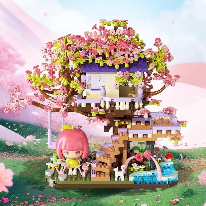 Flower Girl House Scene Assembly Building Block Model Toys Desktop Ornament