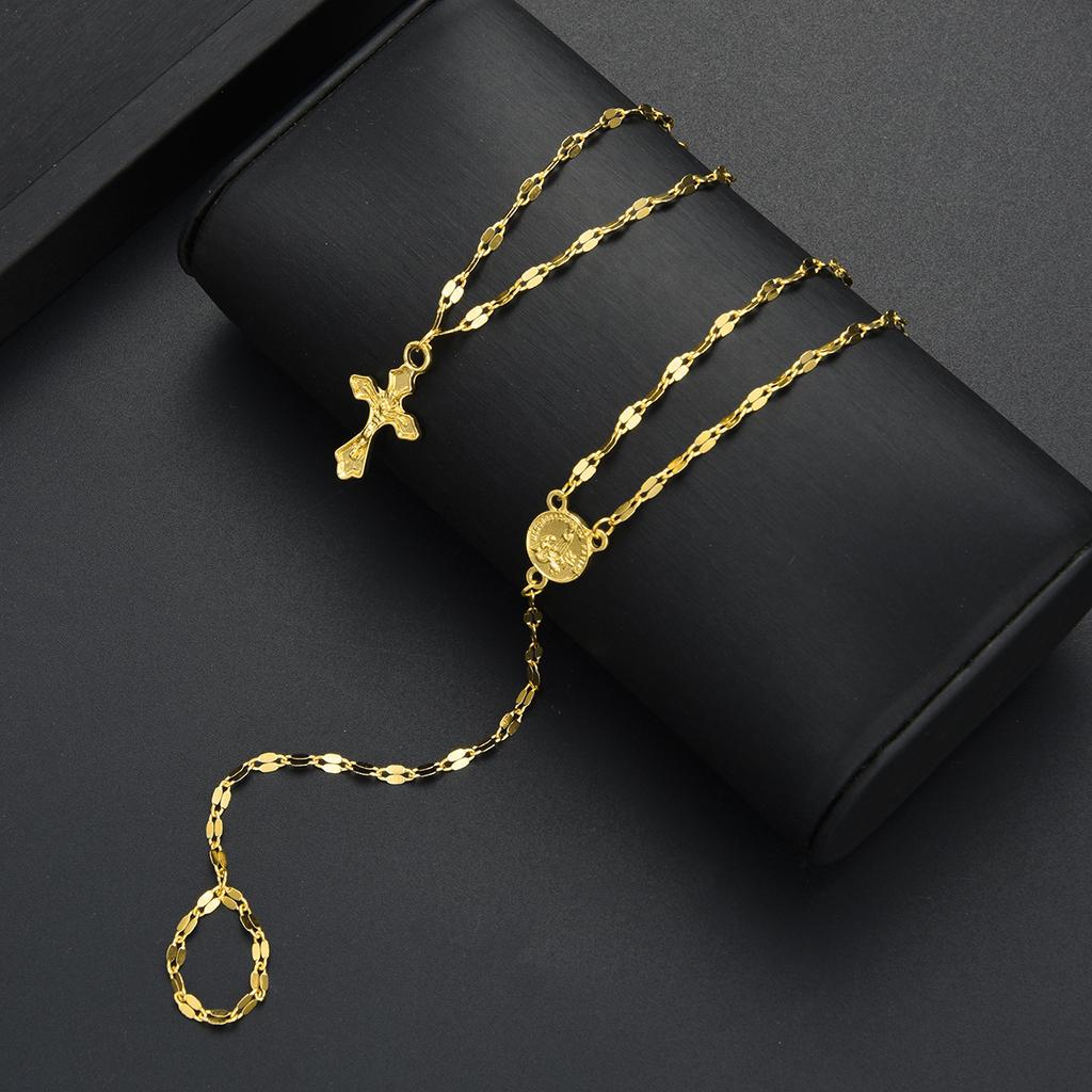 2 Piece One Piece Cross Portrait Bracelet Set Fashion Jewelry Women Trendy Shiny Daily Party Accessory Decorative Gift Idea
