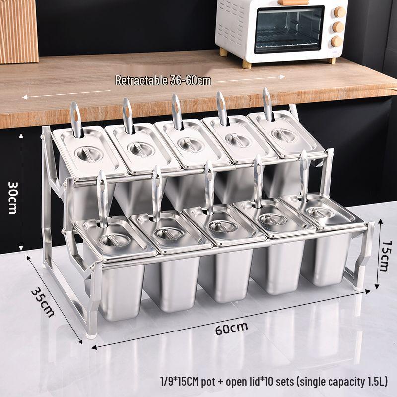 Commercial Stainless Steel Multi-Compartment Condiment Tray Set for Milk Tea Shop
