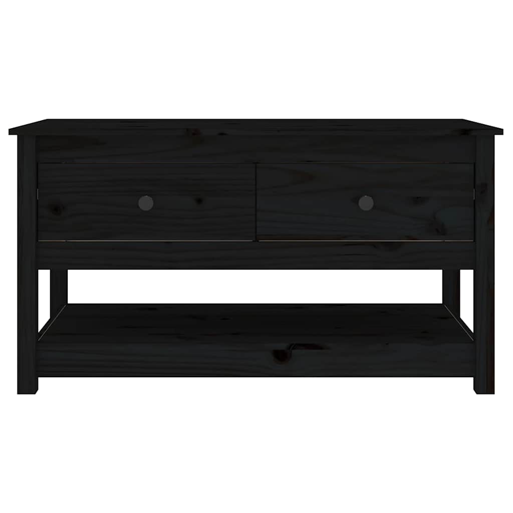 Coffee Table Black 102 x 49 x 55 cm Solid Pine Wood