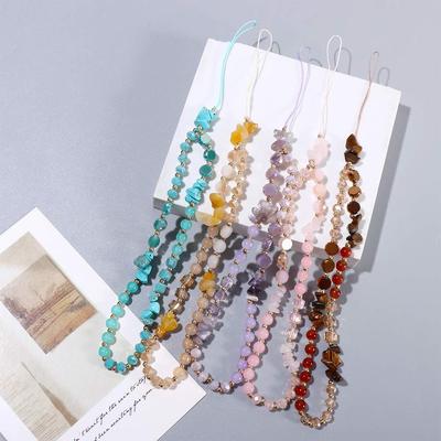 Hanging Cord Letter Beads Chain Crystal Stone Beads Lanyard Mobile Phone Strap Cell Phone Lanyard