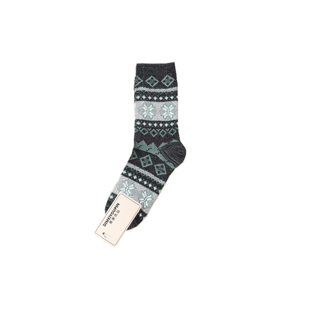 Autumn and Winter Ethnic-style Women's Socks, Double-needle and Double-path Retro Socks, Women's Trendy Mid-calf Socks