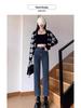 Women's Fleece-Lined High-Waisted Slimming Cigarette Pants - 2024 Autumn/Winter Straight-Leg Jeans.