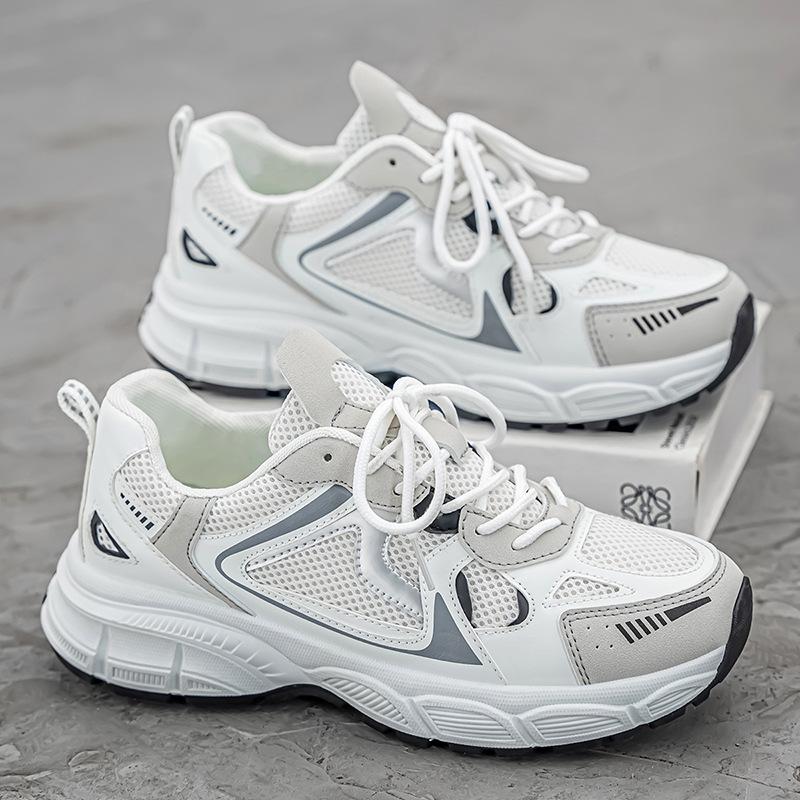 

Мужские кроссовки на мягкой подошве, из новой дышащей сетки, весенне-осенние, кроссовки для папы, на платформе, студенческие спортивные, для отдыха, модные, универсальные, трендовые 44 белый