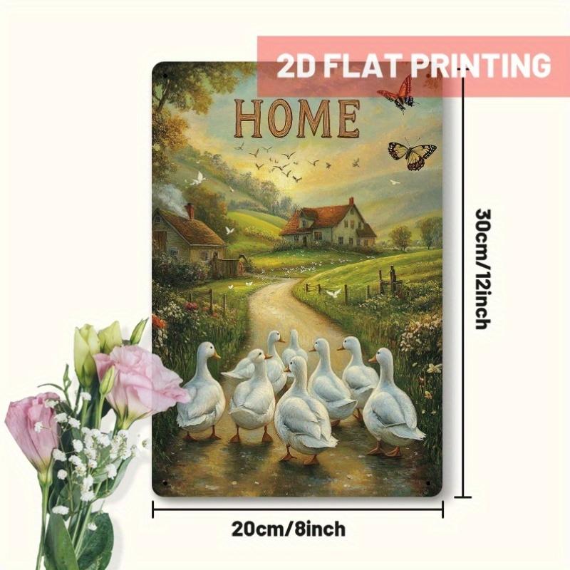 

HOME Countryside Metal Art Geese on Country Road Vintage Decor D Printed Iron Plaque xcm for Living Room Dining Room 20x30cm（7.8x11.8inch）