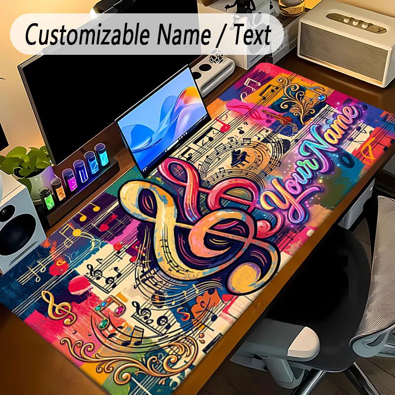 Music Theme Personalized Mouse Pad Custom Name Text Non Slip Desk Pad For Laptop Office Desktop