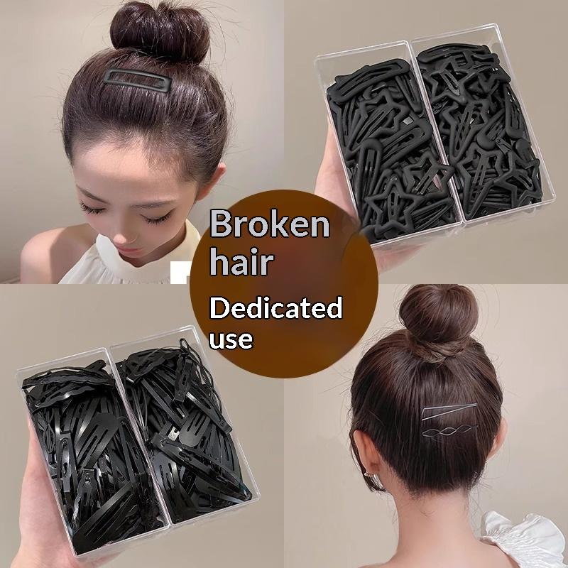 Matte Black Hair Clips Set 10/12Pcs Geometric Square Star Wave Design for Enhanced Elegance