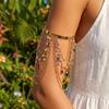 Resort Wind Open Arm Bracelet Punk Style Metal Hanging Chain Tassel Arm Ring  Vacation Style