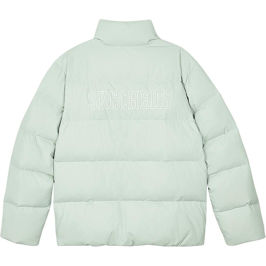 Skechers Sports Alliance Series Stand Collar Woven Zip Micro-Stretch Long Sleeve Down Jacket Unisex Outerwear Mercury-Green L324U105-04X2