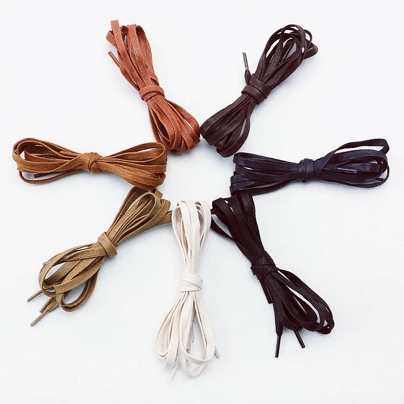 Flat Waxed Cotton Shoelace Waterproof Leather Shoe Laces for Boots Sneakers Casual Shoes Width 0.6cm Multiple Lengths and Colors