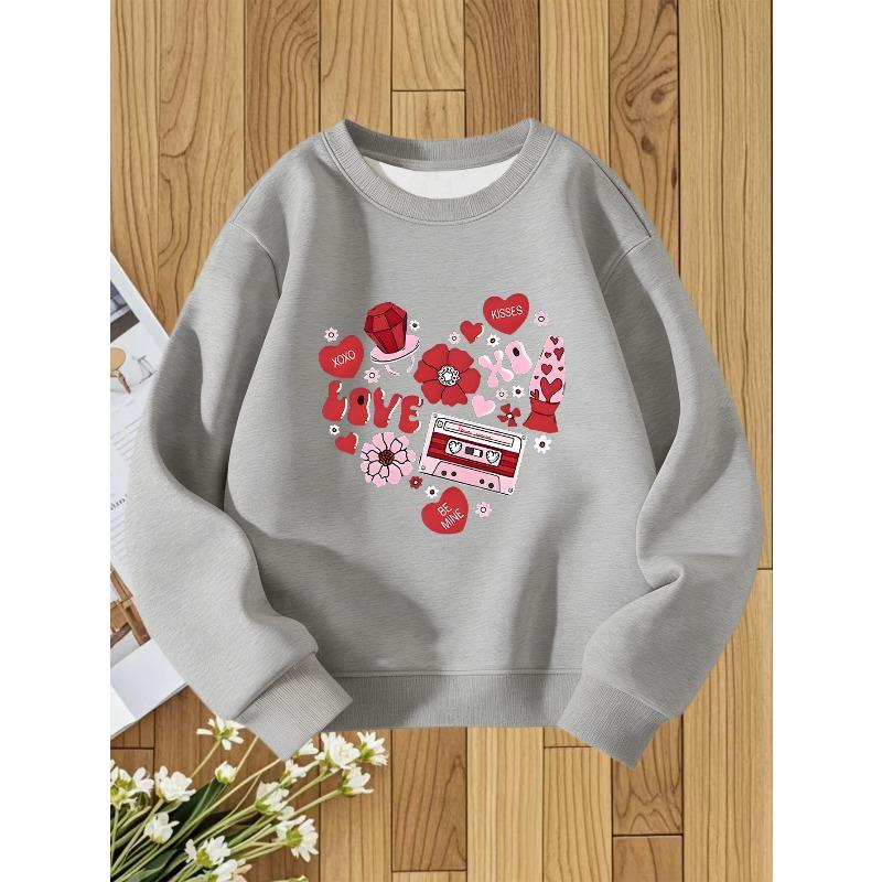 European Size Round Neck Sweatshirt Fashion Print Top Casual Style