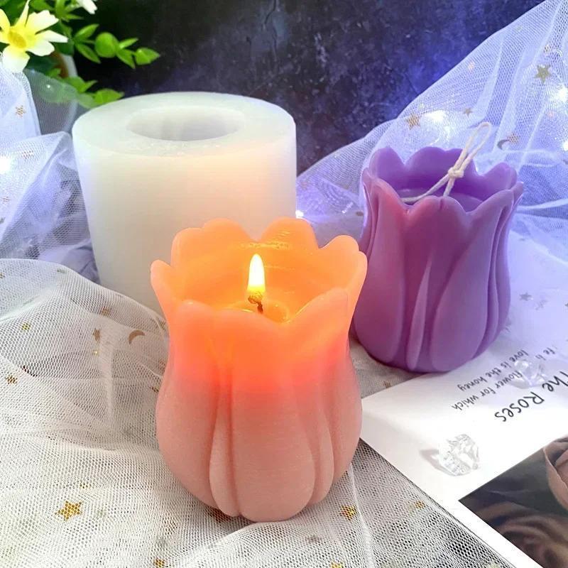 3D Tulip Candle Silicone Mold Handmade Flower Soap Clay Plaster Aromatherapy Mould Chocolate Candy Fondant Cake Decorating Tools