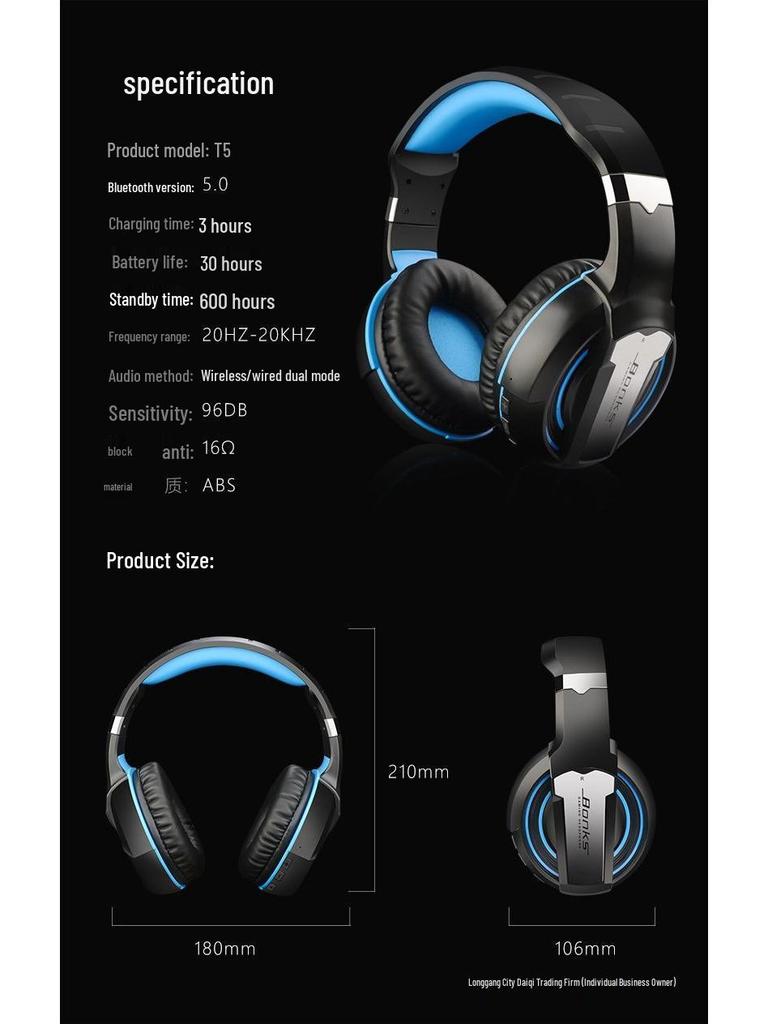 Over-Ear Wireless Bluetooth Headphones for Huawei, OPPO, Vivo, Apple: Deep Bass, Gaming Compatible