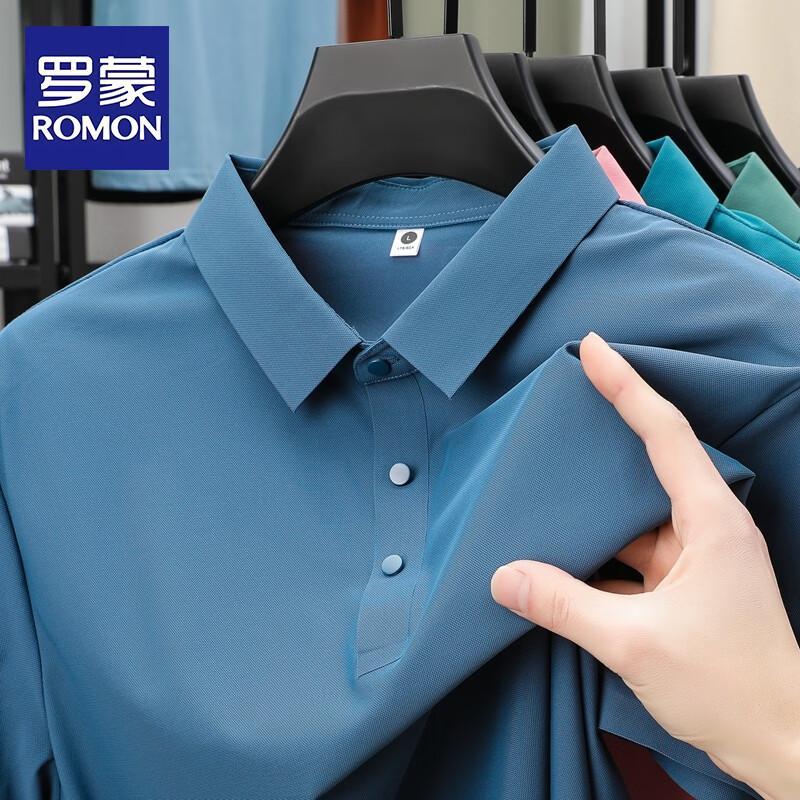 ROMON Men s Ice Silk Seamless Casual Polo Shirt M