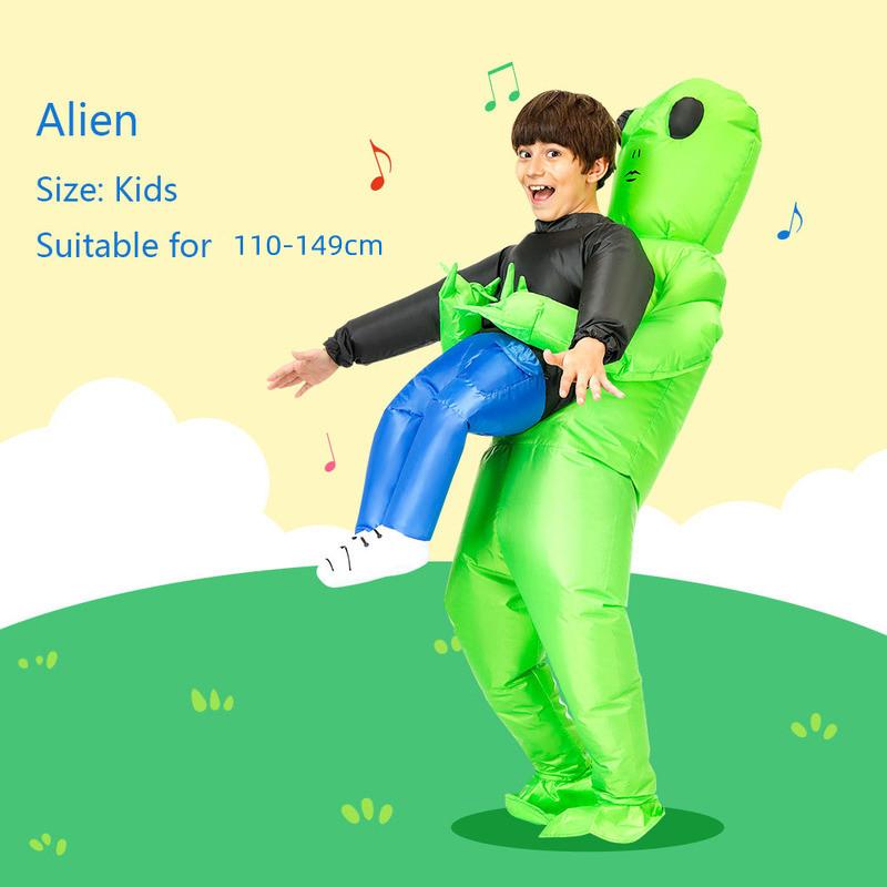ET-Aliens Opblaasbaar Kostuum Eng Monster Cosplay Voor Volwassenen Kinderen Thanksgiving Kerstfeest Festival Podium Kinderkleding One Size green