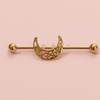Stainless Steel Long Ear Bridge Piercing Jewelry With Small Gold Snake Bee Double Holes