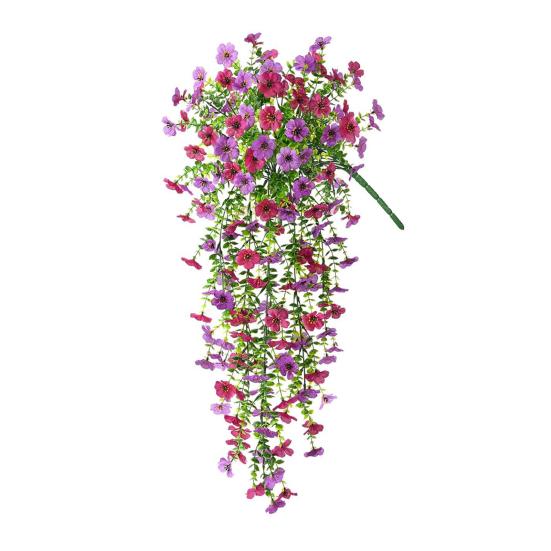 

Artificial Violet Vine Decoration Realistic UV Resistant Fake Flower Rattan Indoor Outdoor Garden Porch Patio Wall Hanging Faux Bloom Decor