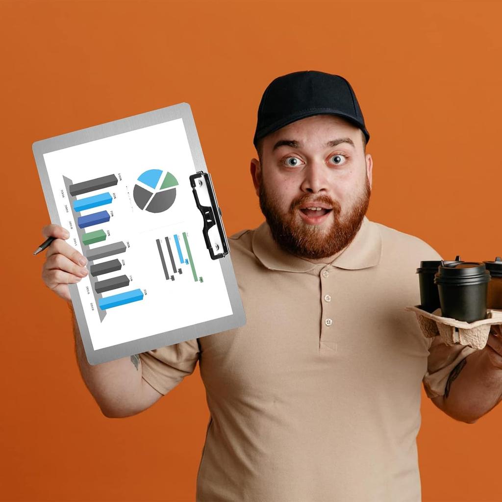 Metal Clipboard with Pen Holder,Letter/A4 Size (8.5x11) Horizontal 304 Stainless Steel Clipboards,Landscape Clip Boards for Office School