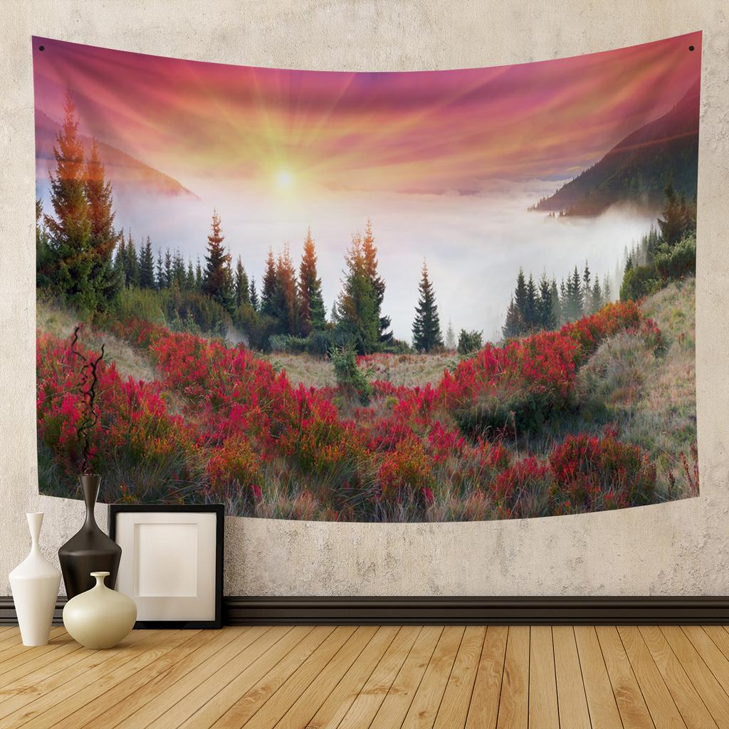 Autumn Forest Tapestry Wall Hanging Natural Fallen Leaves Landscape Hippie Tapestry Colorful Living Room Hanging Wall Tapestry