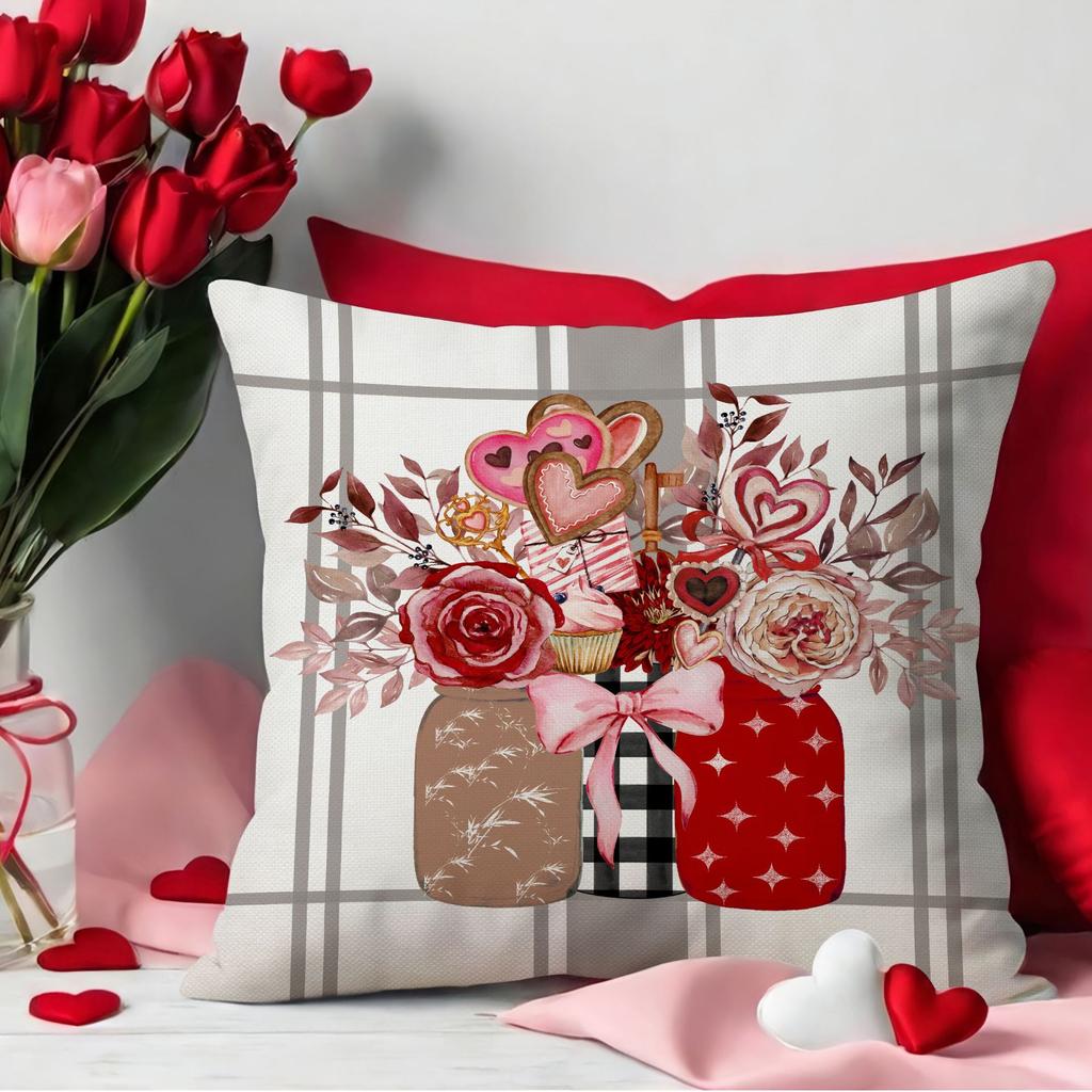 Car Print Valentine's Day Pillow Living Room Sofa Pillow Cover Linen Breathable Cushion Cover