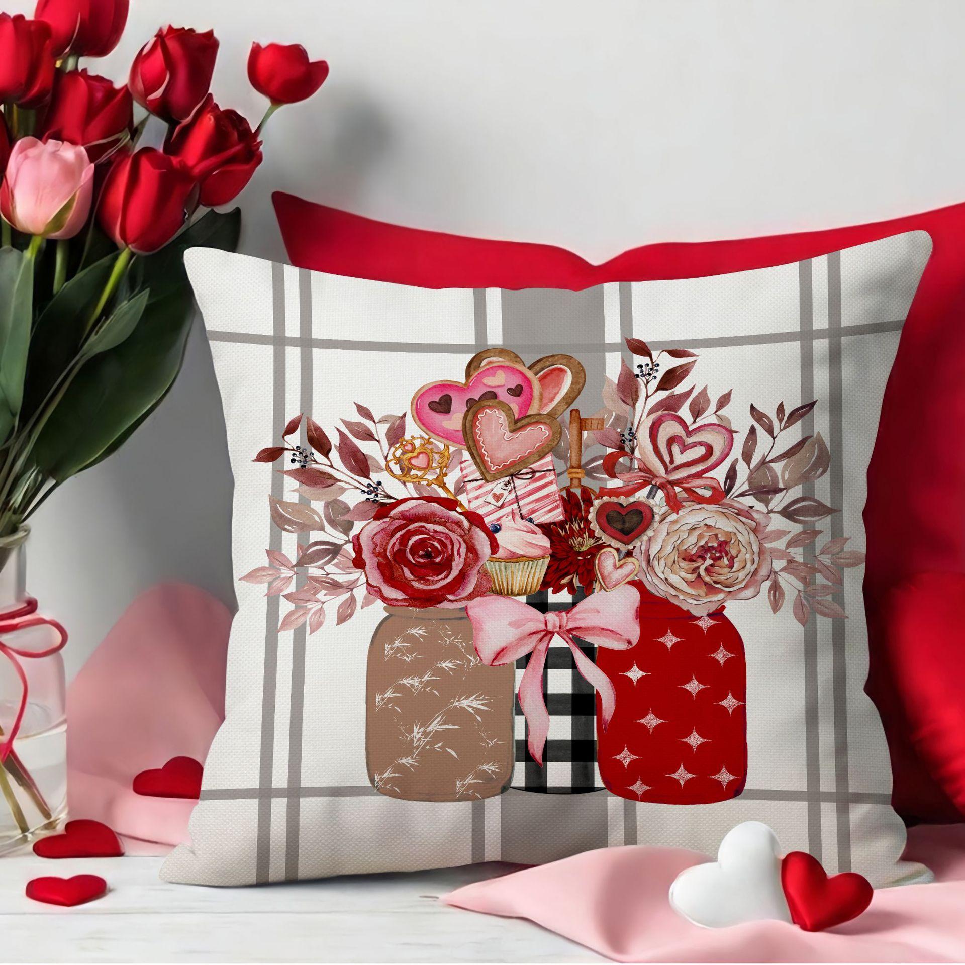 

Car Print Valentine S Day Pillow Living Room Sofa Pillow Cover Linen Breathable Cushion Cover Premium Durable Quality 45 * 45Cm