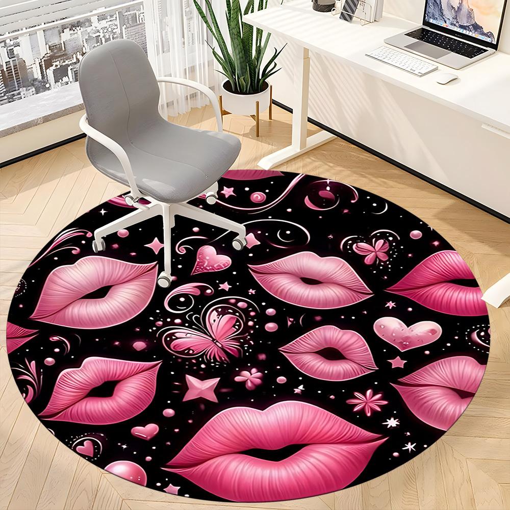 1 Stück Lippen Schmetterling Stuhl Teppich für Büro, Innenbereich Rutschfester Waschbarer Polyesterfaser Teppich, Matte Für Büro, Maschinenwaschbar
