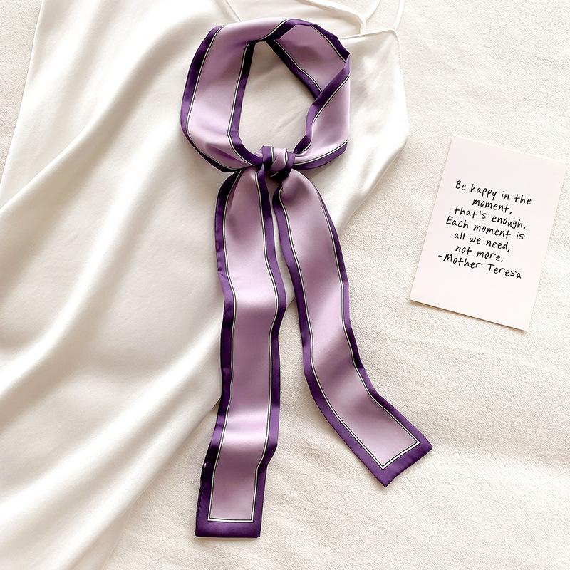 Spring/Summer Pure Colour Ribbon Outdoor Imitation Silk Scarf 6*115cm Decorative Long Headband Women’s Satin Neckerchief