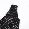 Polka Dot One-Shoulder Pleated Super Short Dress with French Design