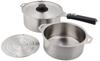 Tsubame-Sanjo Detachable Handle Pot 2-Piece Set (18cm & 20cm) & Steamer Rack (18cm) Stainless Steel IH Compatible (EM-030)