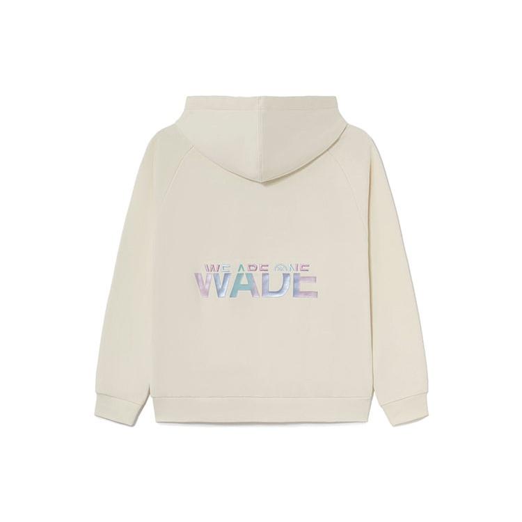 Li-Ning Wade Series Alphabet Pattern Fleece Lined Pullover Hoodie 'Cream White' Unisex AWDS115-6