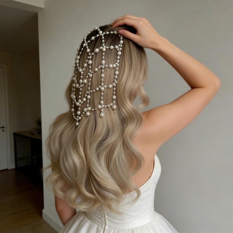 Elegante Perlenhaube für Damen Stilvolle Kopfbedeckung mit Imitationsperlen für Hochzeiten, Partys und den Alltag