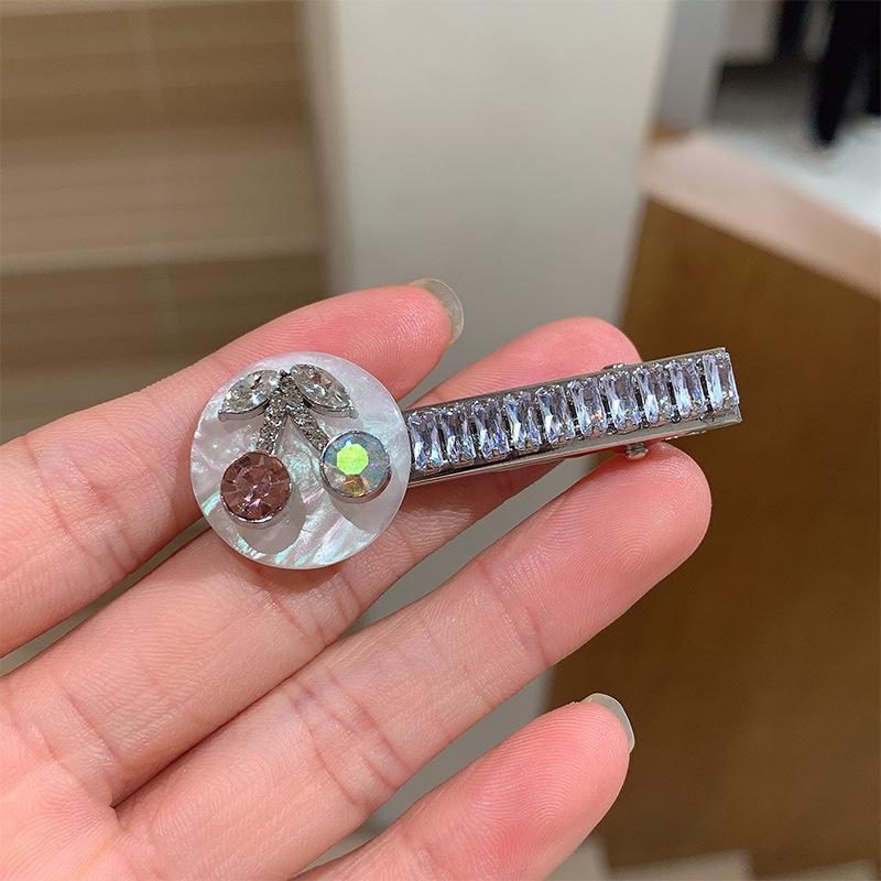 Charming Cherry Diamond Duckbill Hair Clip - Sweet & Elegant Accessory