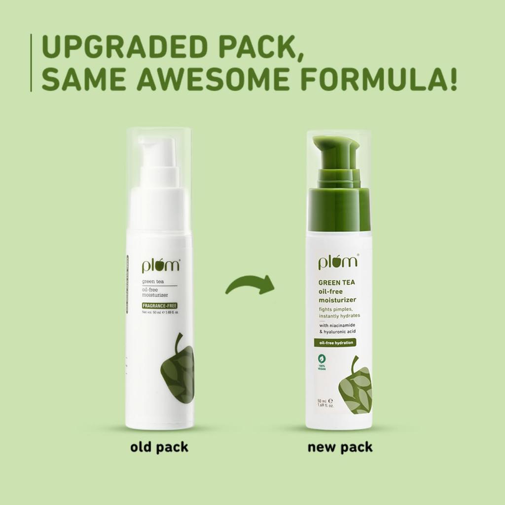 Plum Green Tea Oil-Free Face Moisturizer 50ml Pack | Hydrating, Brightening, Non-Sticky Daily Skincare for Oily & Acne-Prone Skin