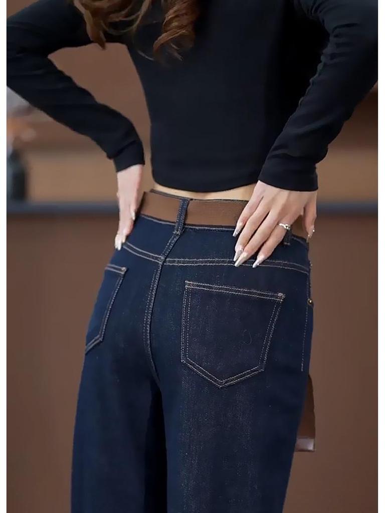 Women's Retro High-Waisted Wide-Leg Jeans - Slimming, Straight Cut for Spring/Autumn 2025